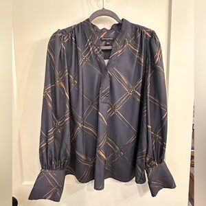 Banana Republic Navy Plaid Blouse